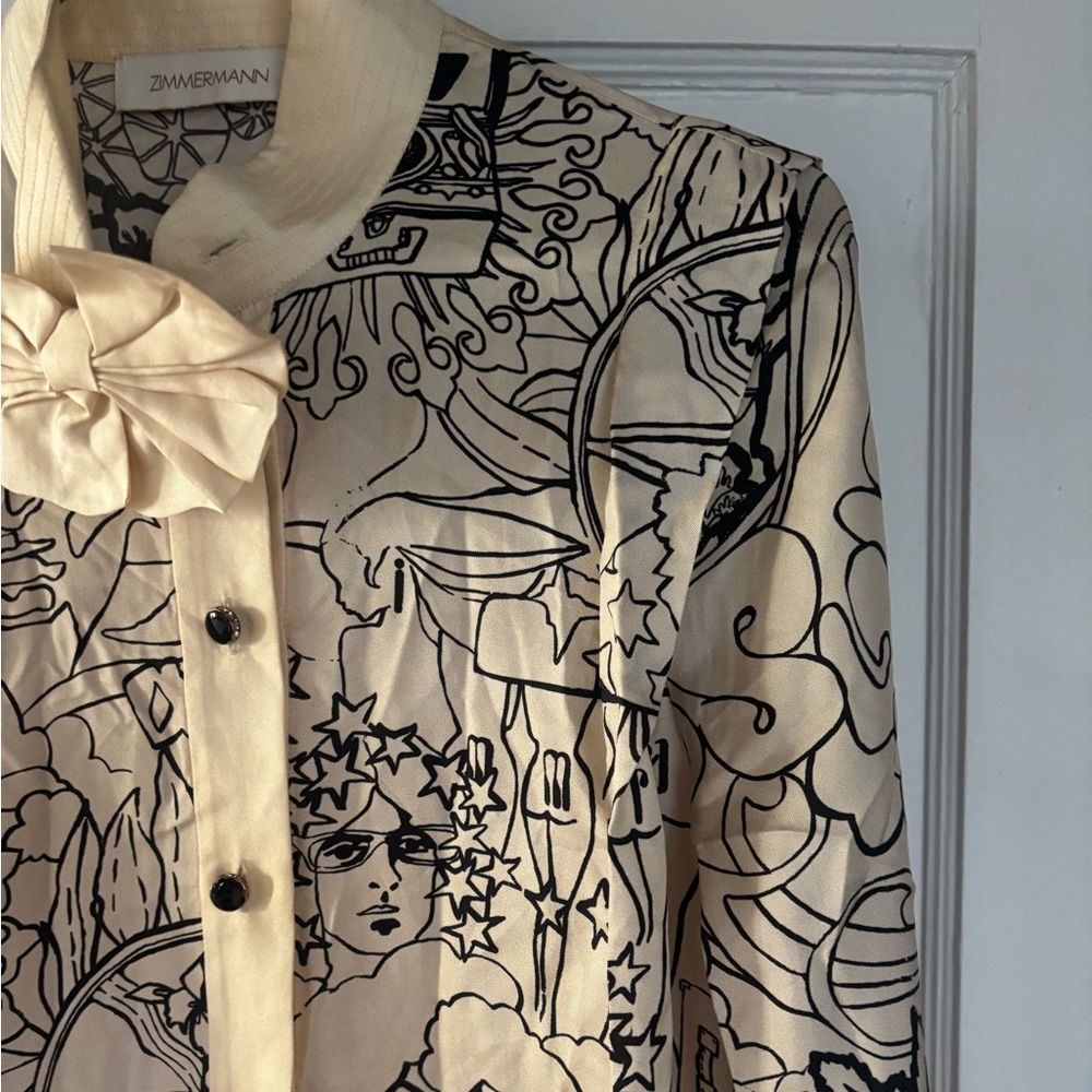Zimmermann Cream and Black Patterned Dress